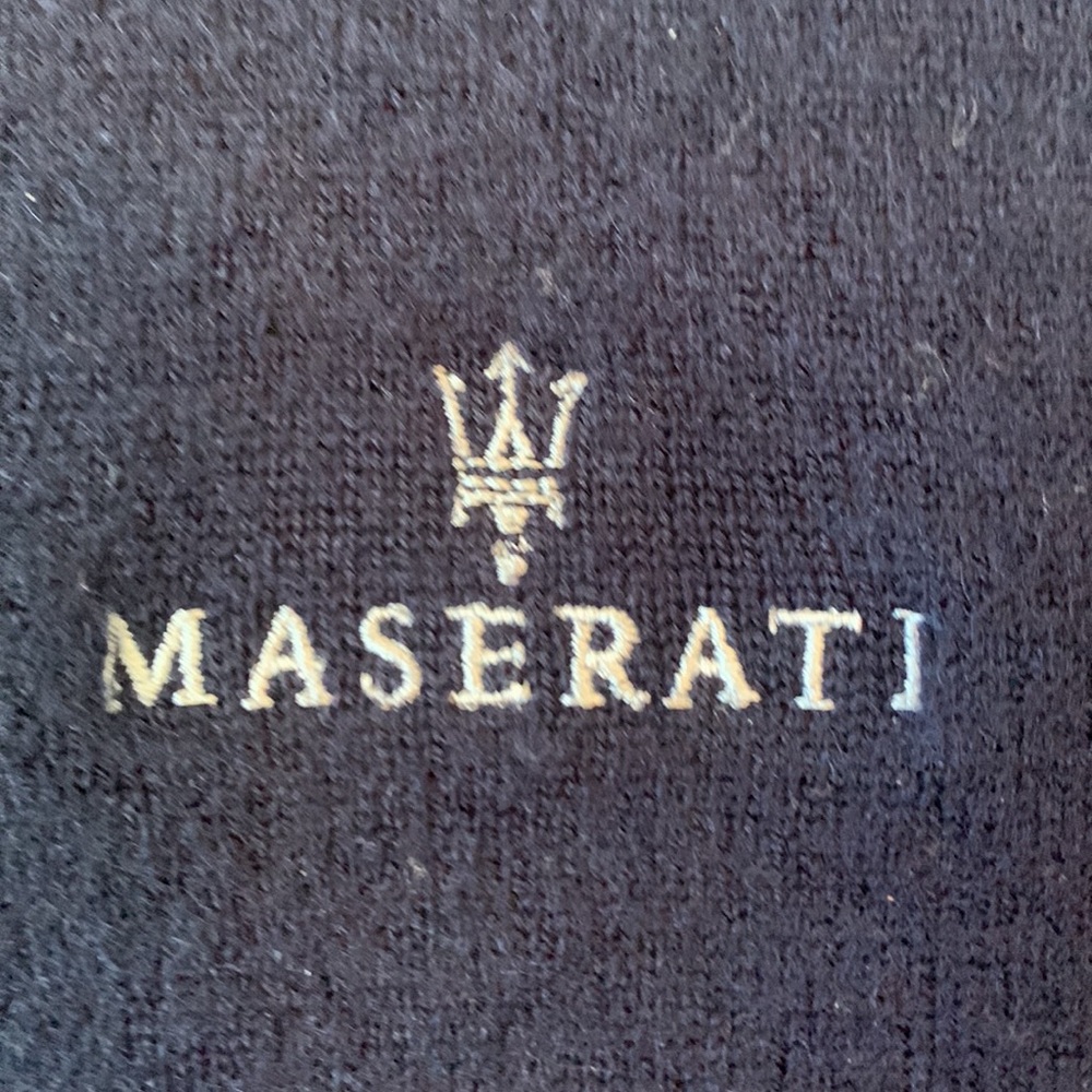 Vintage Maserati navy italian merino lined 1/2 zip sweater unisex EUC